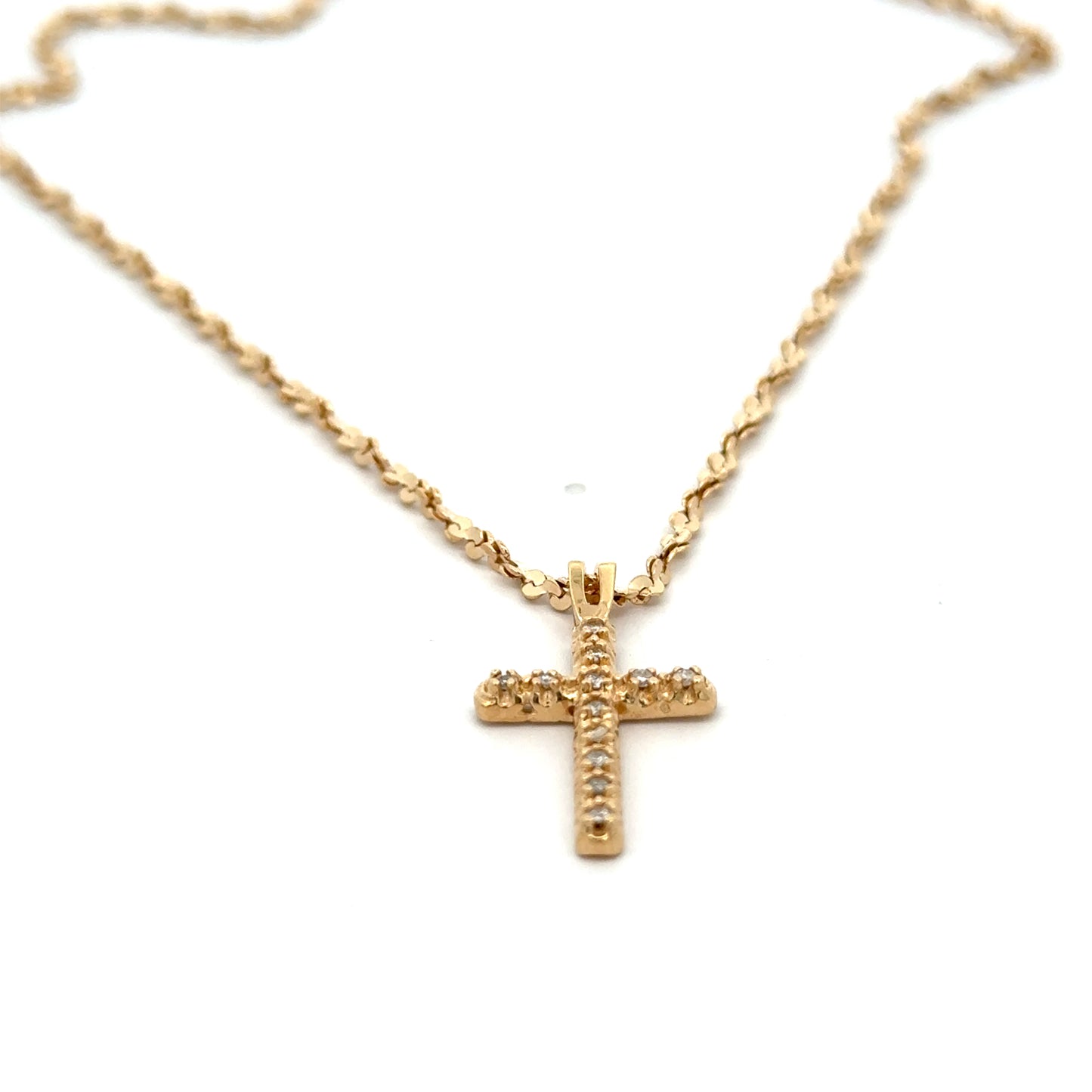 Chain with Diamond Cross Pendant 1.5g 14k