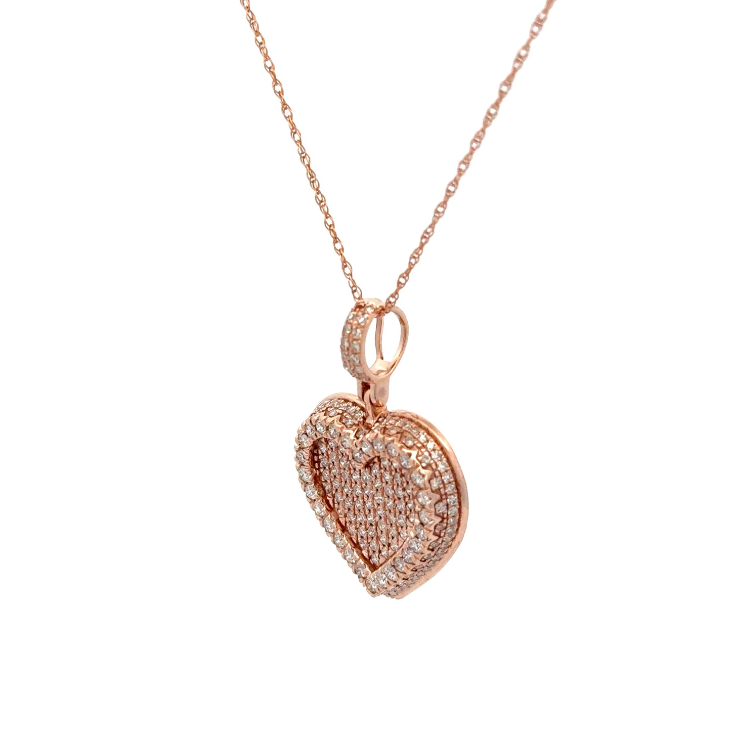 Rose Gold Diamond Heart Pendant 14k, 5.7g