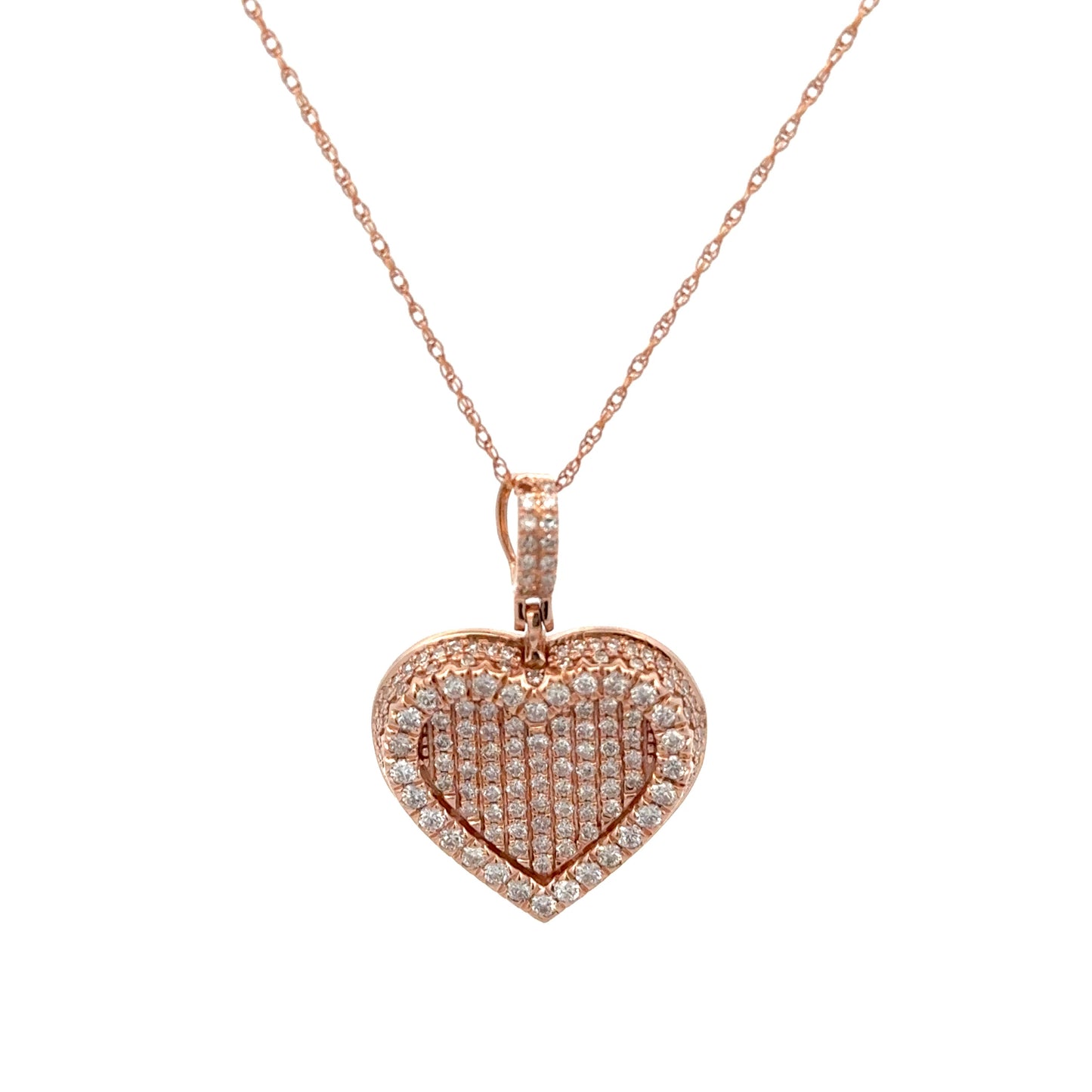 Rose Gold Diamond Heart Pendant 14k, 5.7g