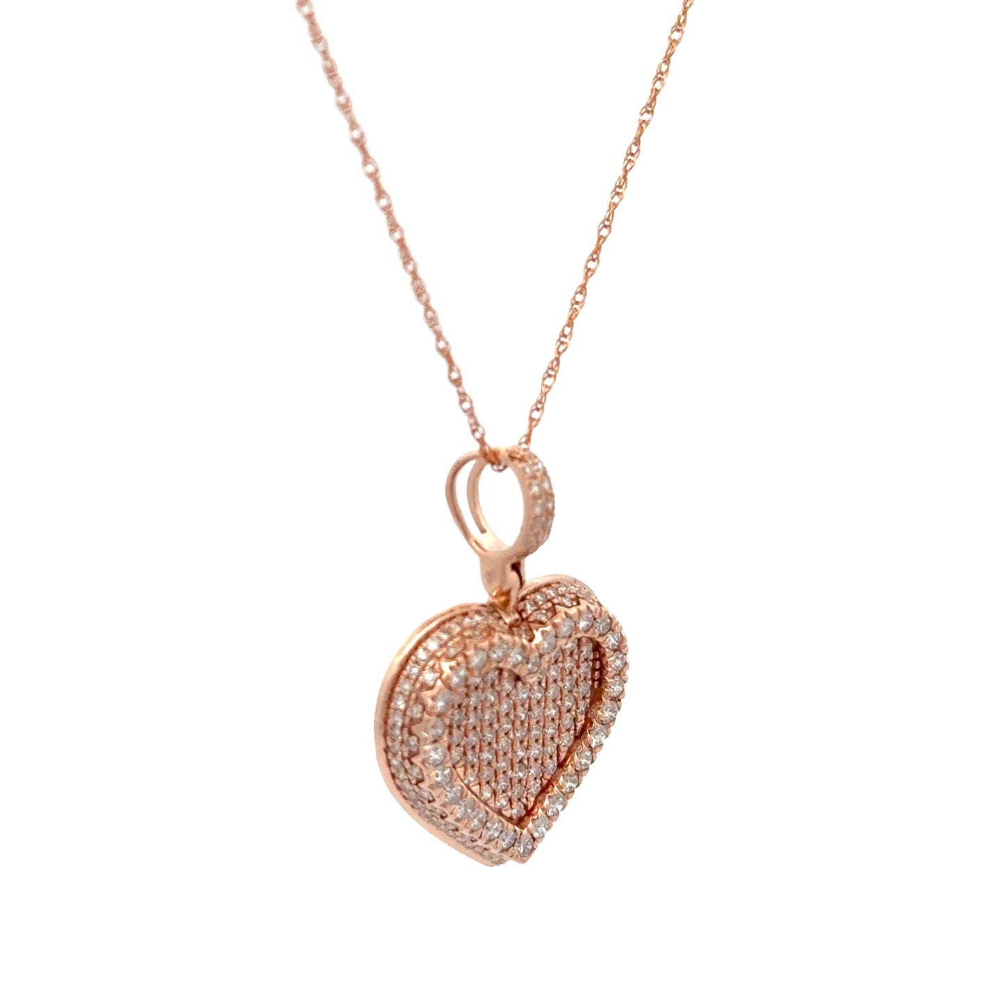 Rose Gold Diamond Heart Pendant 14k, 5.7g