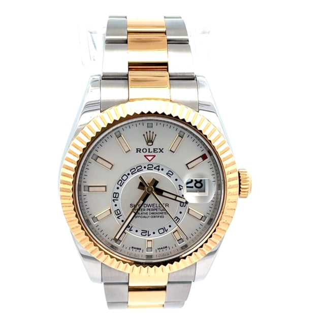 Rolex Sky-dweller Two-tone 18k Yellow Gold White Dial