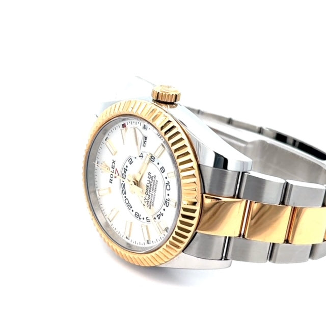 Rolex Sky-dweller Two-tone 18k Yellow Gold White Dial