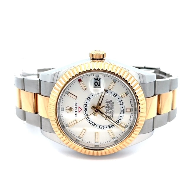 Rolex Sky-dweller Two-tone 18k Yellow Gold White Dial