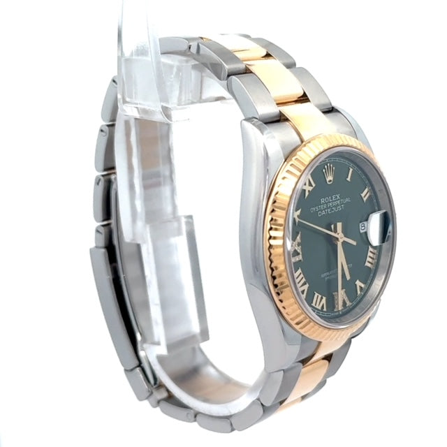 Rolex Oyster Datejust 36MM Stainless Steel and Yellow Gold, Olive Green Roman Dial