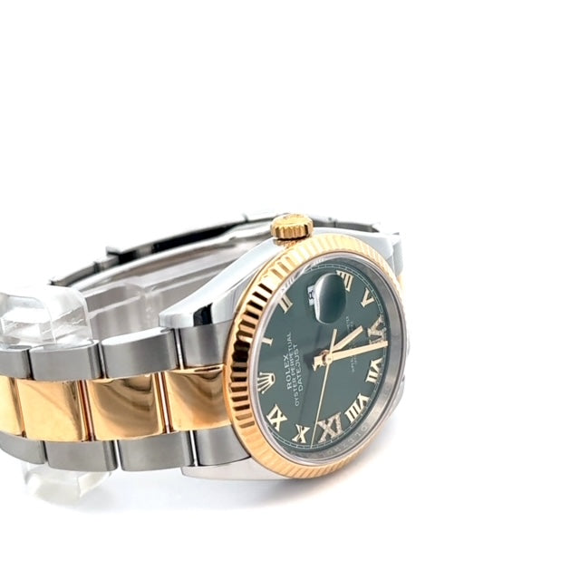 Rolex Oyster Datejust 36MM Stainless Steel and Yellow Gold, Olive Green Roman Dial