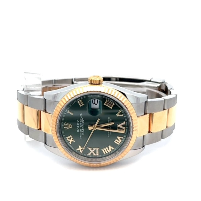 Rolex Oyster Datejust 36MM Stainless Steel and Yellow Gold, Olive Green Roman Dial