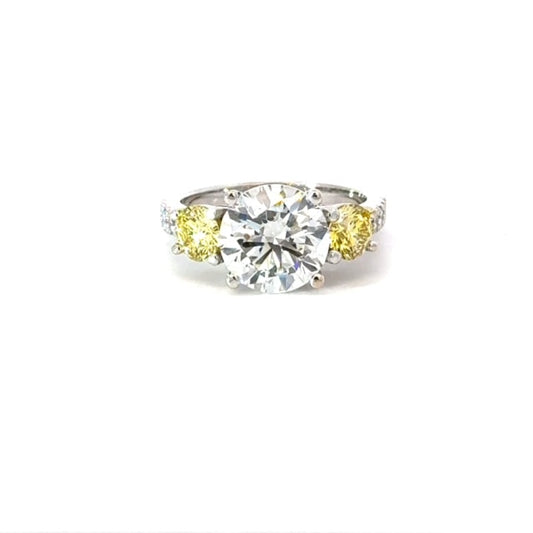 3.57-Carat Lab-Grown Oval Cut Diamond Engagement Ring, Fancy Yellow Color, VVS2 Clarity, 18K