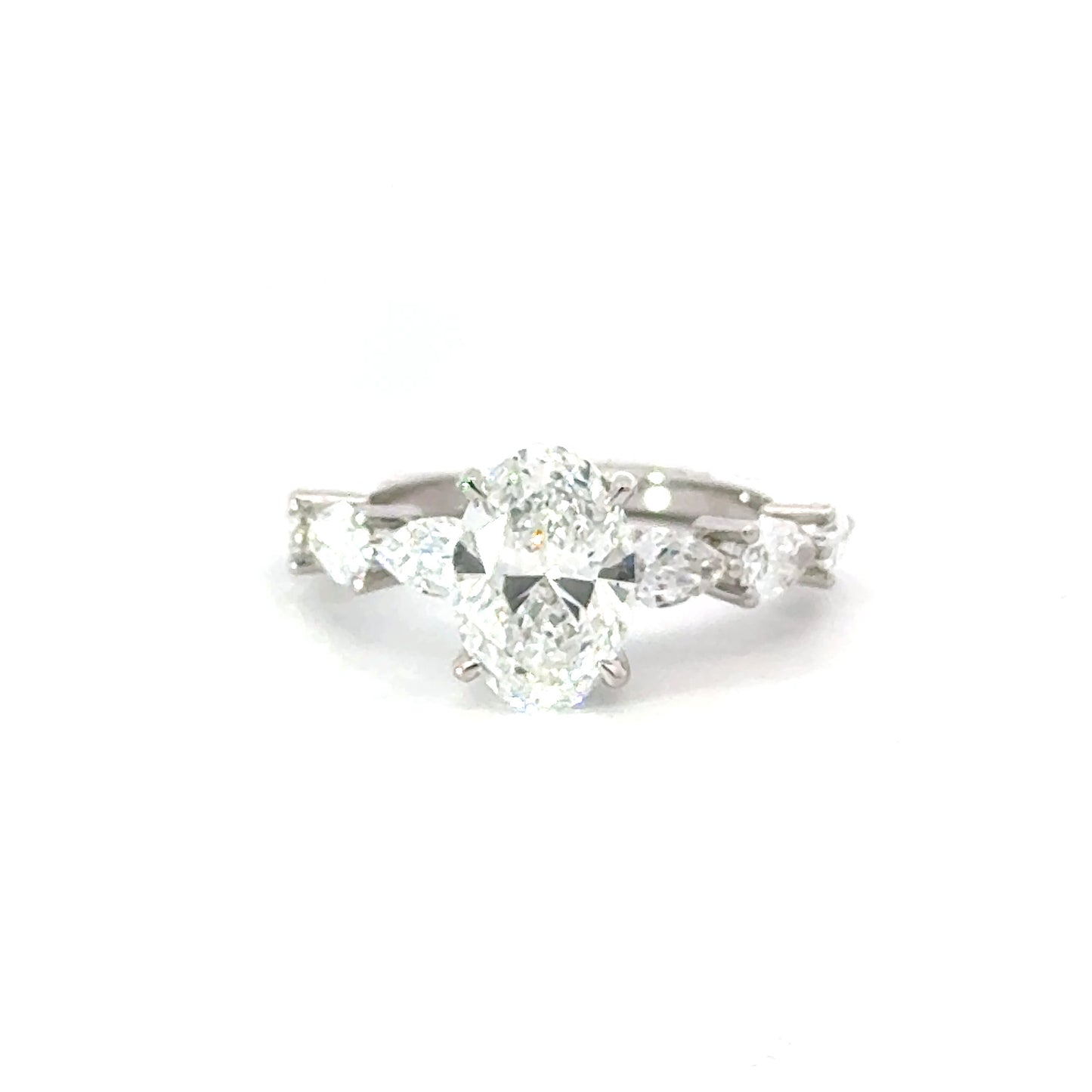 3-Carat Lab-Grown Oval & Pear Cut Diamond Engagement Ring, G Color, VS1 Clarity