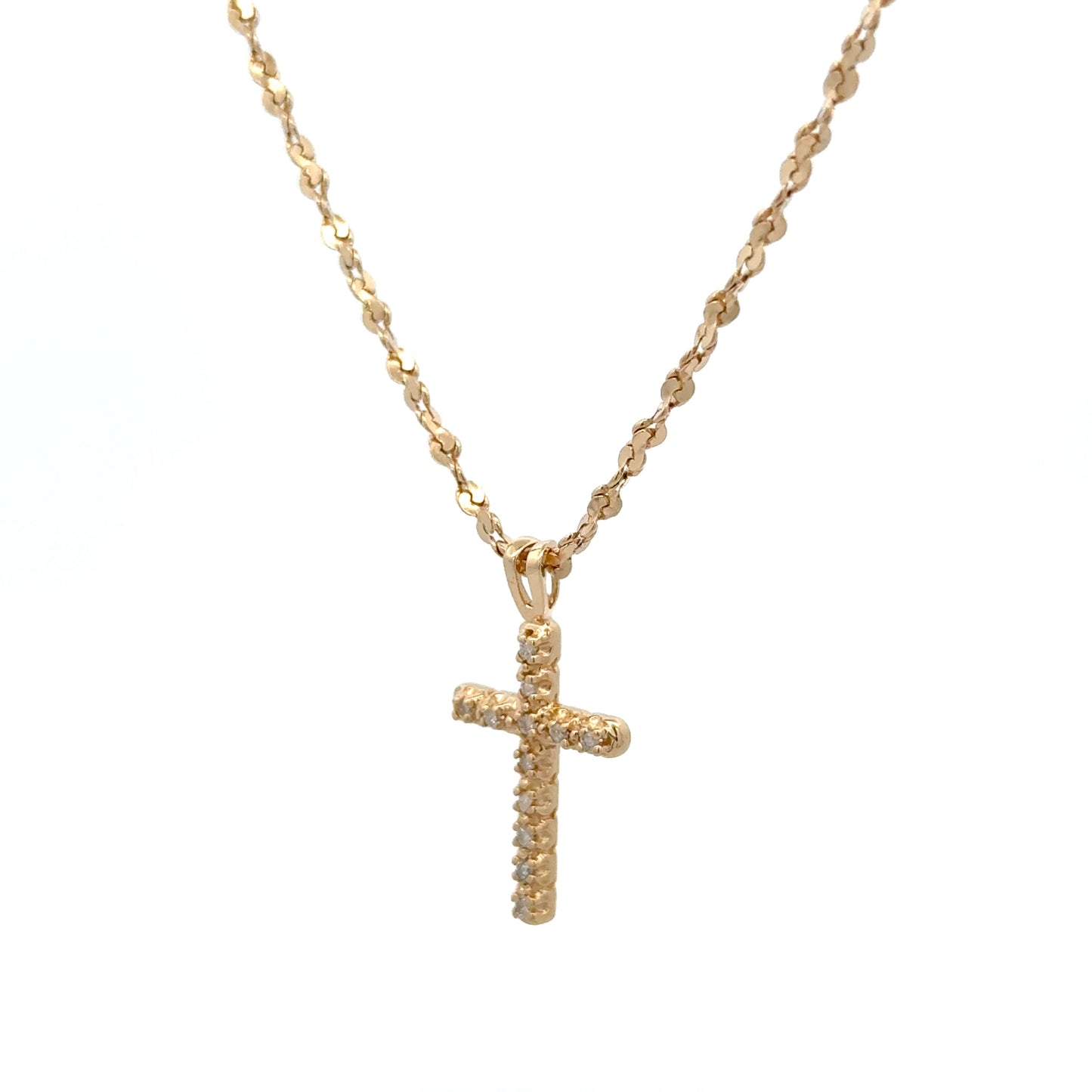 Chain with Diamond Cross Pendant 1.5g 14k