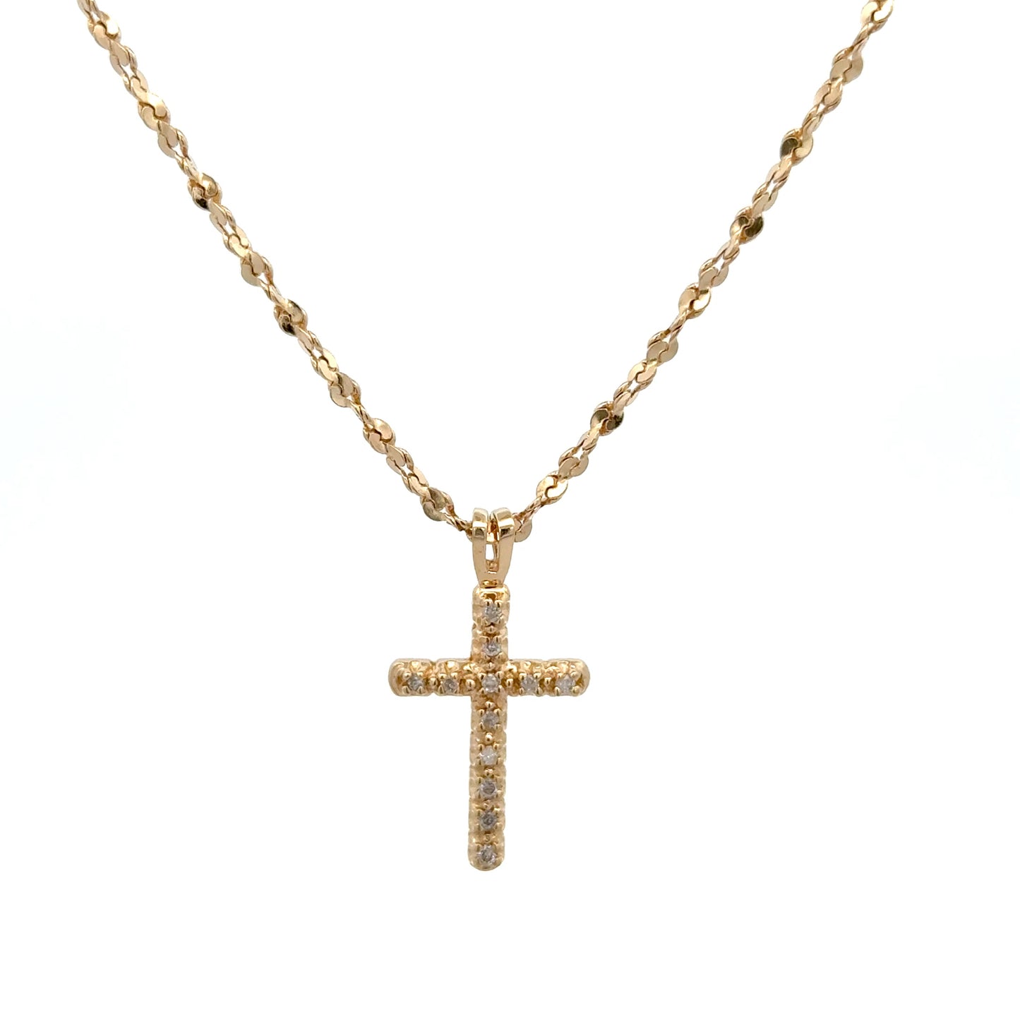 Chain with Diamond Cross Pendant 1.5g 14k