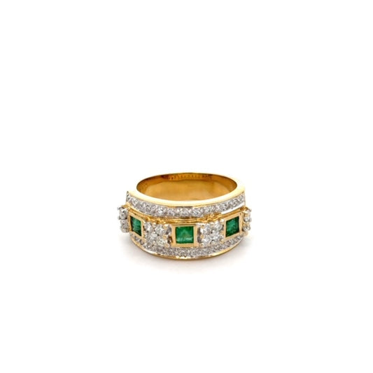 Emeralds and Diamond Ring 9.7g, 18k