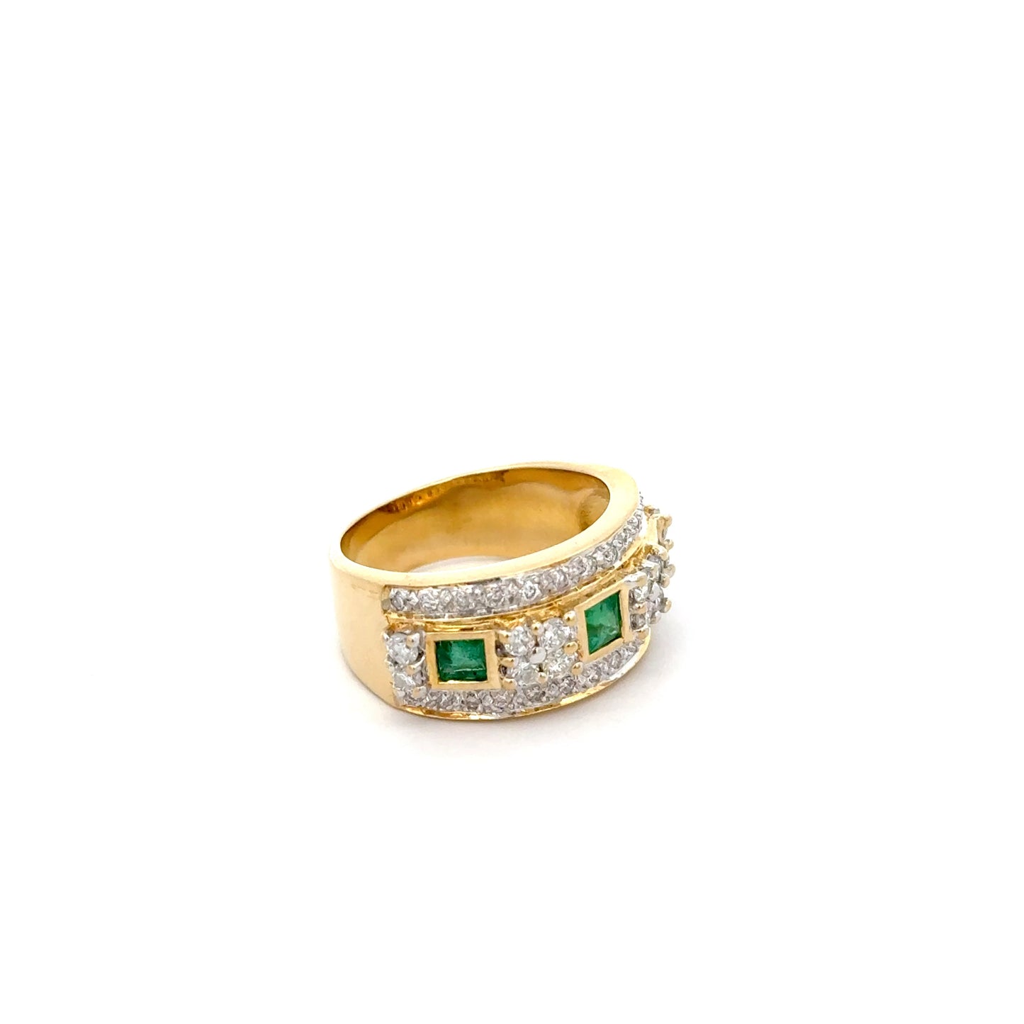 Emeralds and Diamond Ring 9.7g, 18k