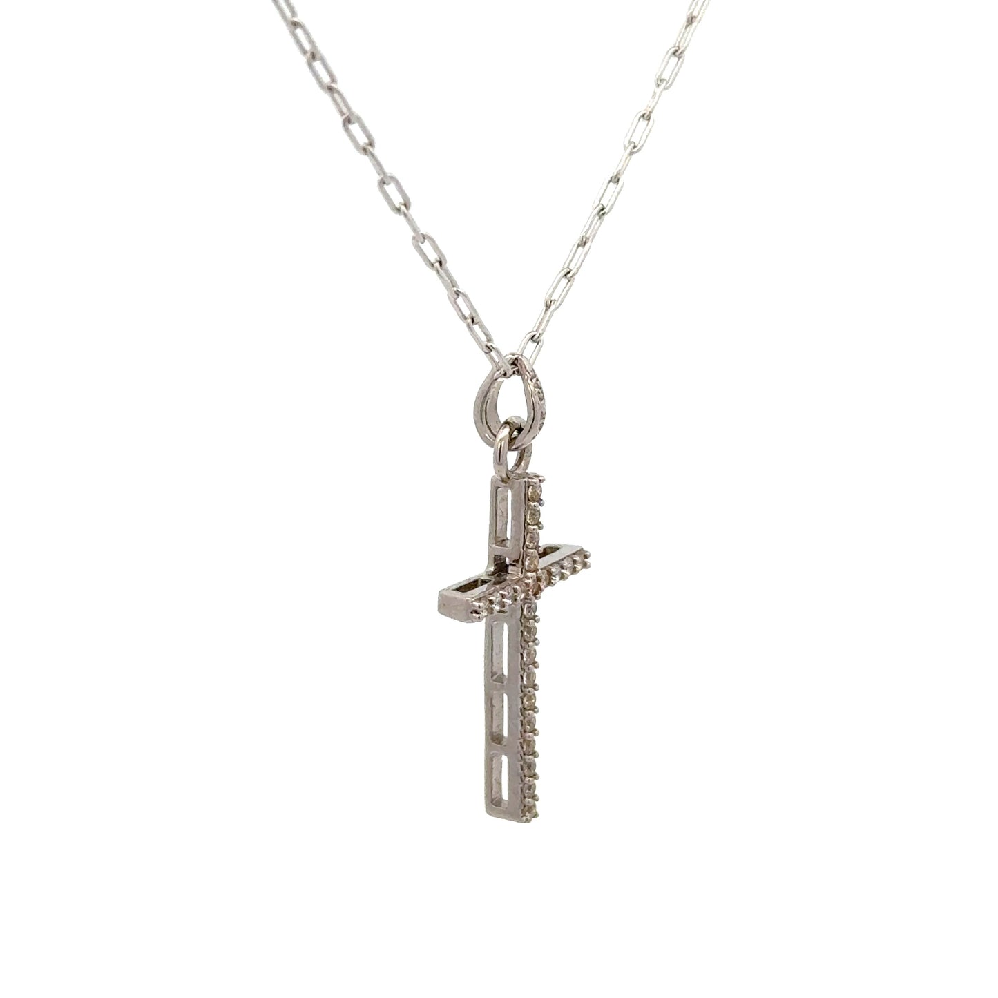 Chain with Diamond Cross Pendant 3.8g,14k