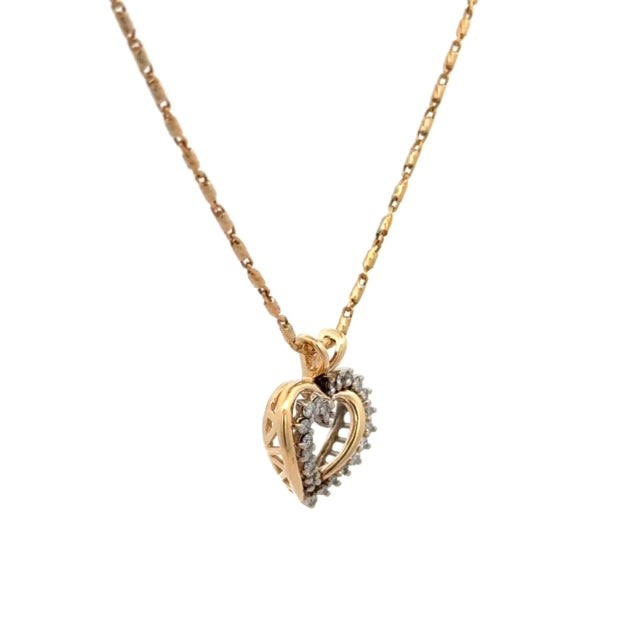 Diamond Heart Pendant 2.5g, 14k