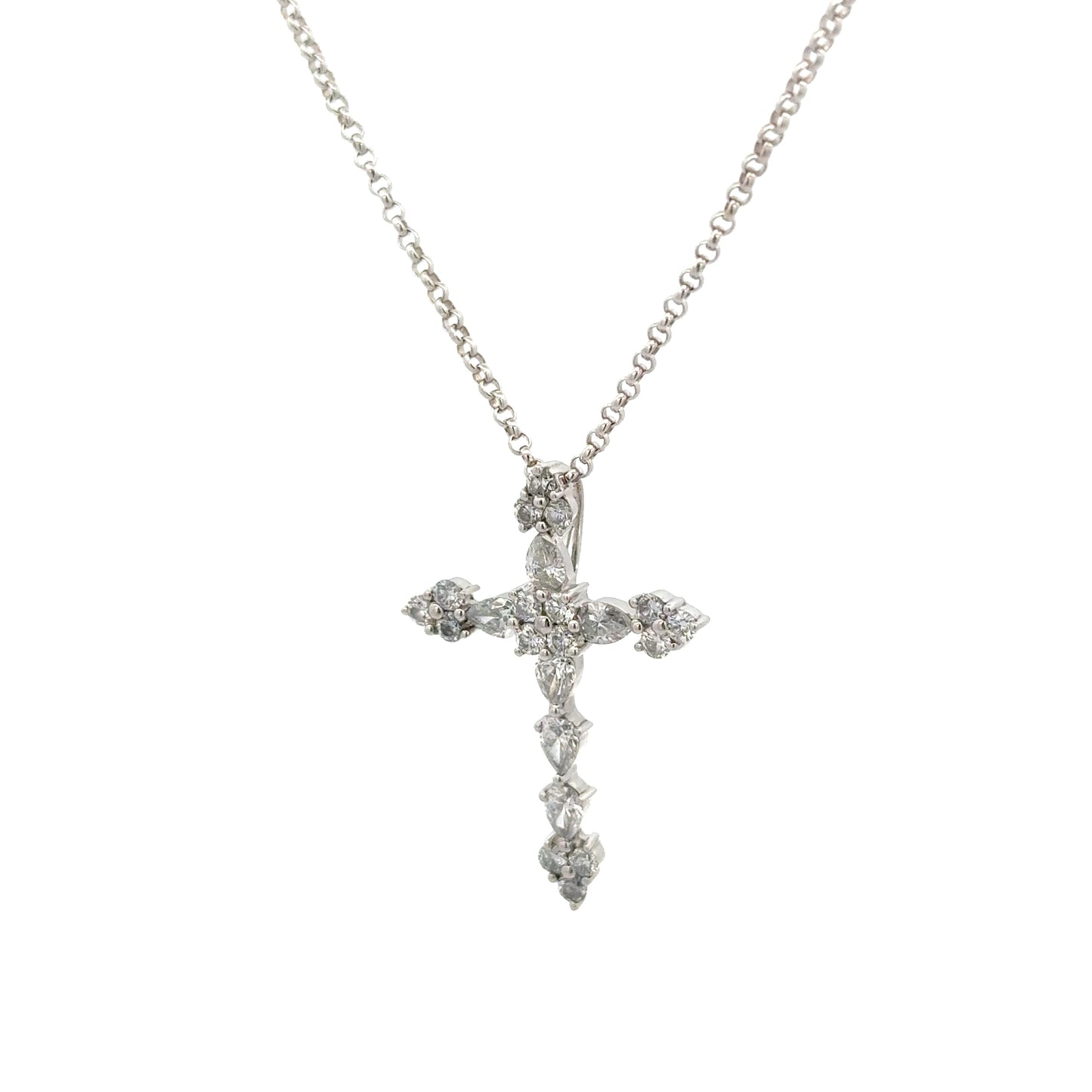 Diamond Cross Pendant Necklace 5.3g, 18k