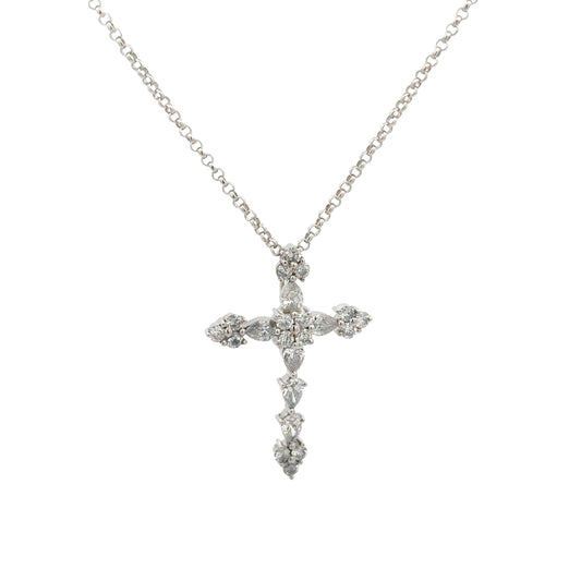 Diamond Cross Pendant Necklace 5.3g, 18k