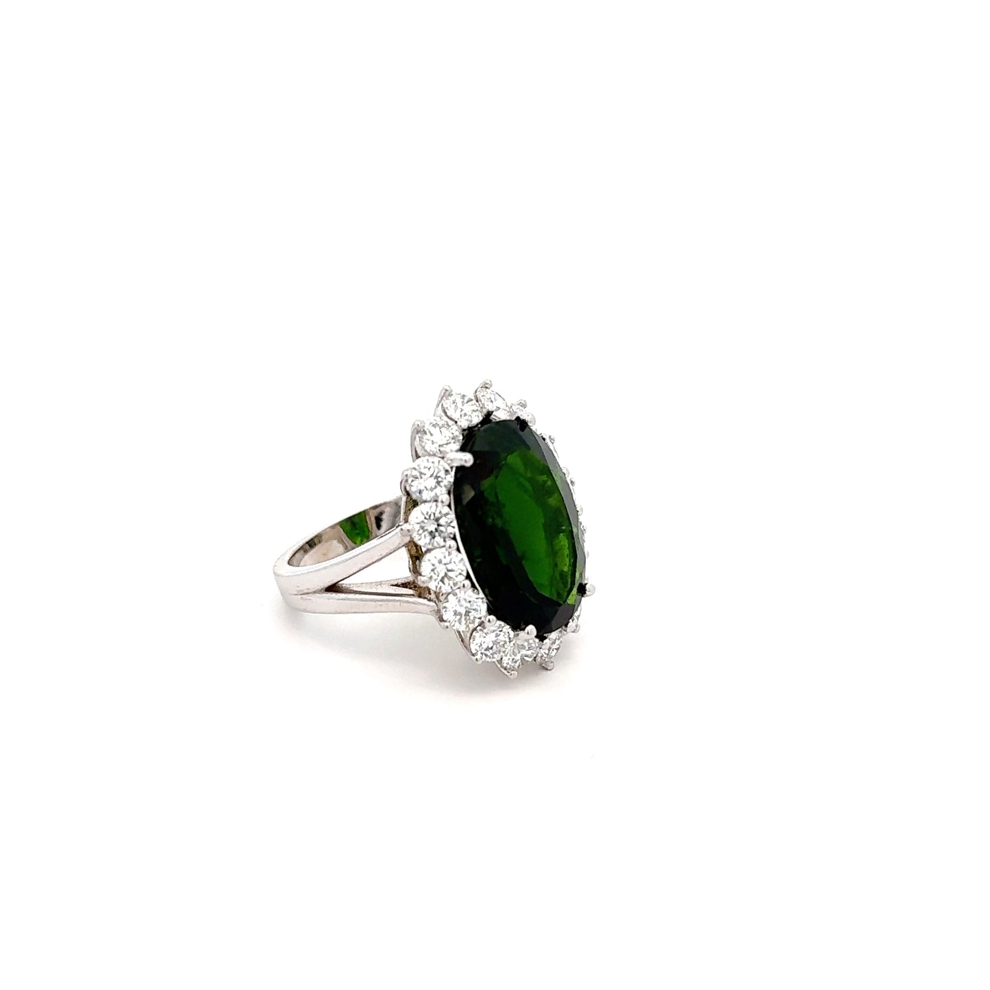 Green Tourmaline Diamond Ring 12.1g, 18k