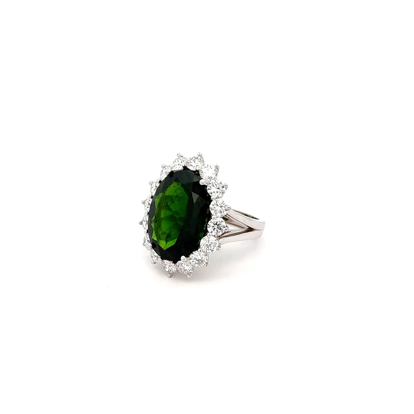 Green Tourmaline Diamond Ring 12.1g, 18k