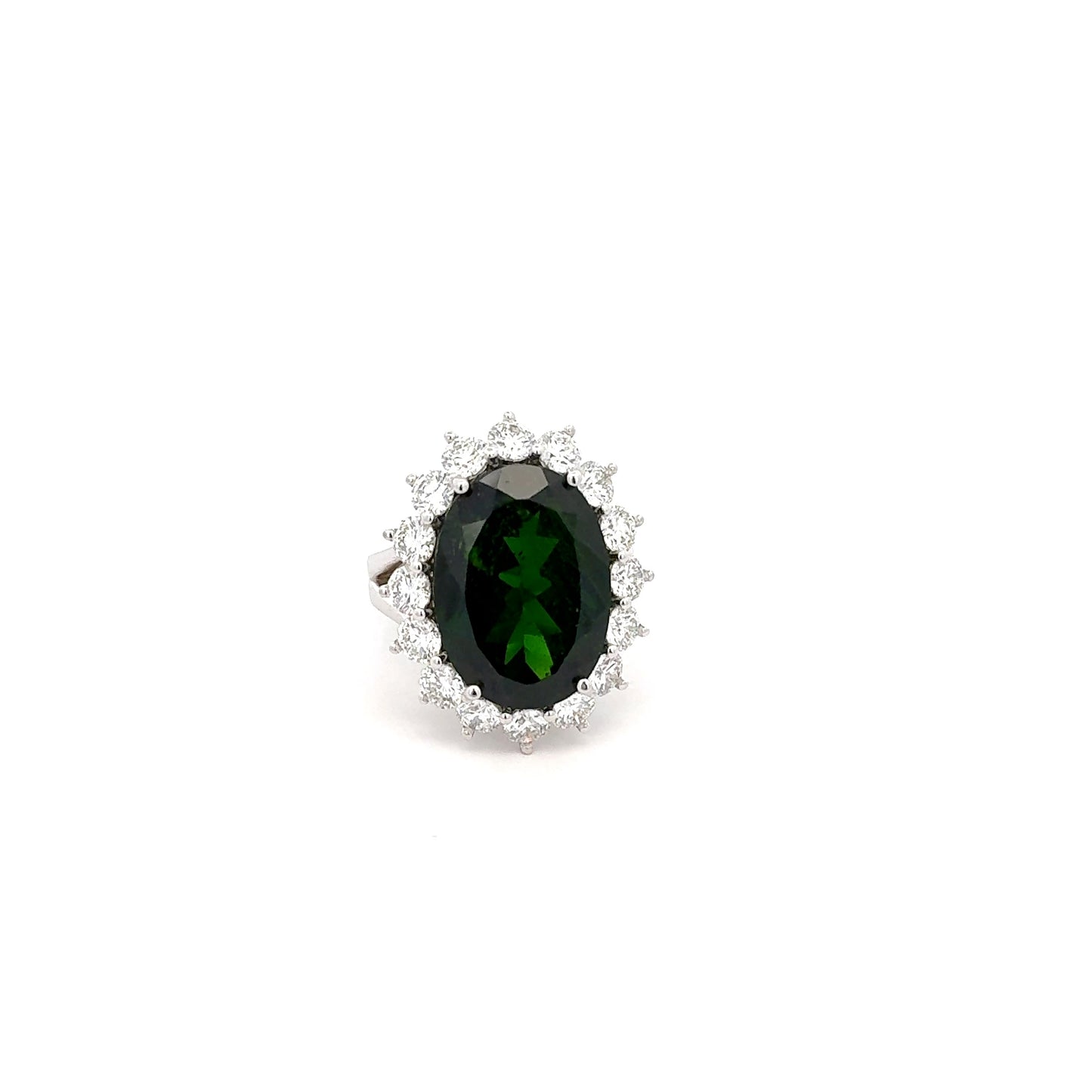 Green Tourmaline Diamond Ring 12.1g, 18k