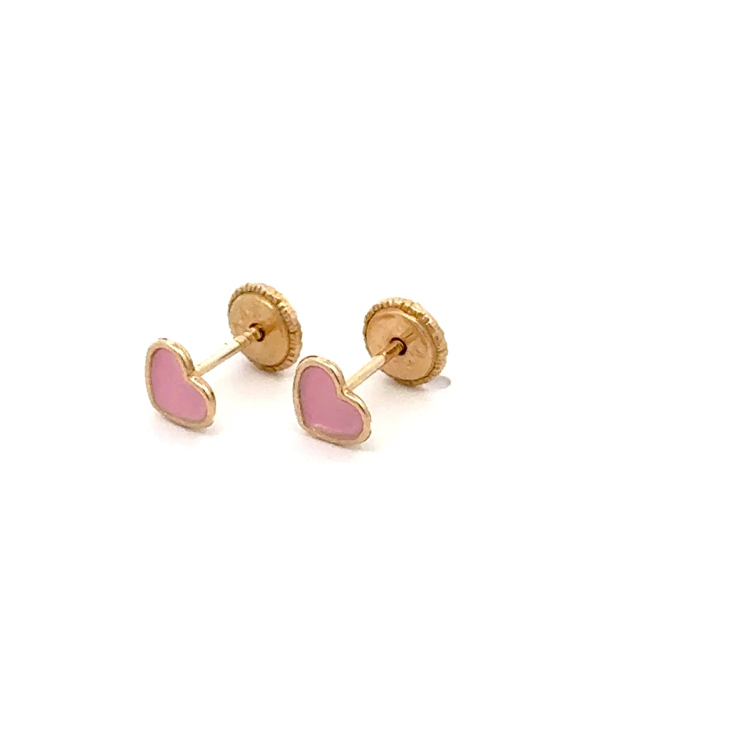 Pink Heart Earrings 0.3g 14k