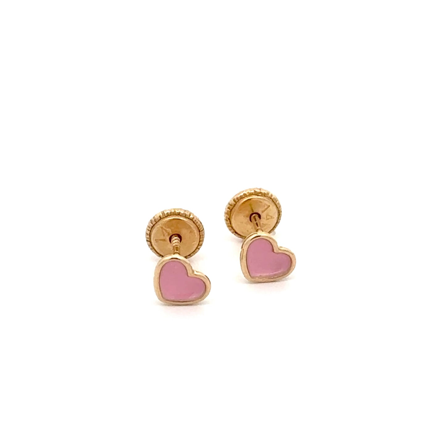 Pink Heart Earrings 0.3g 14k