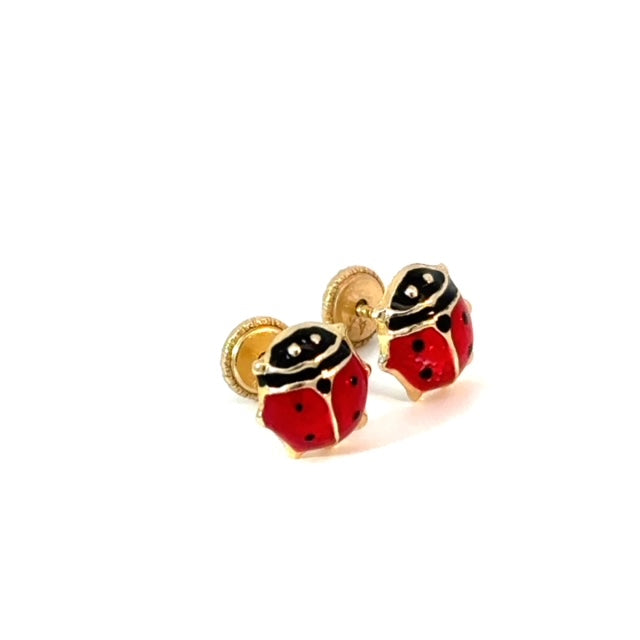 LadyBug Earrings 0.4g, 14k