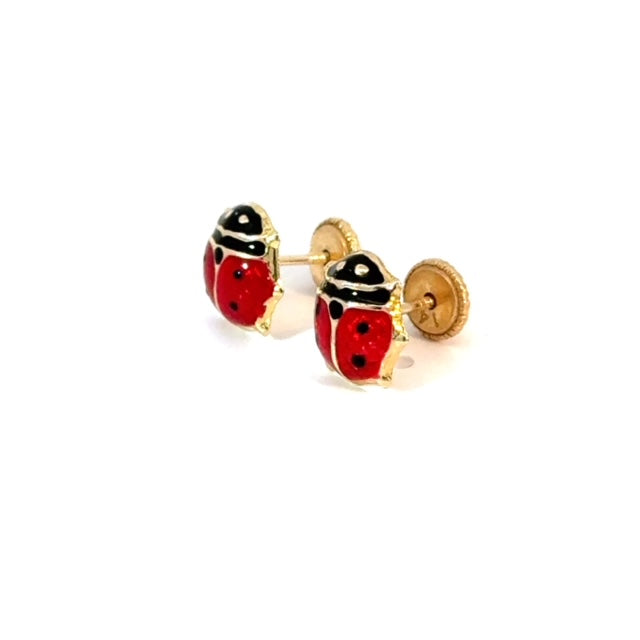 LadyBug Earrings 0.4g, 14k