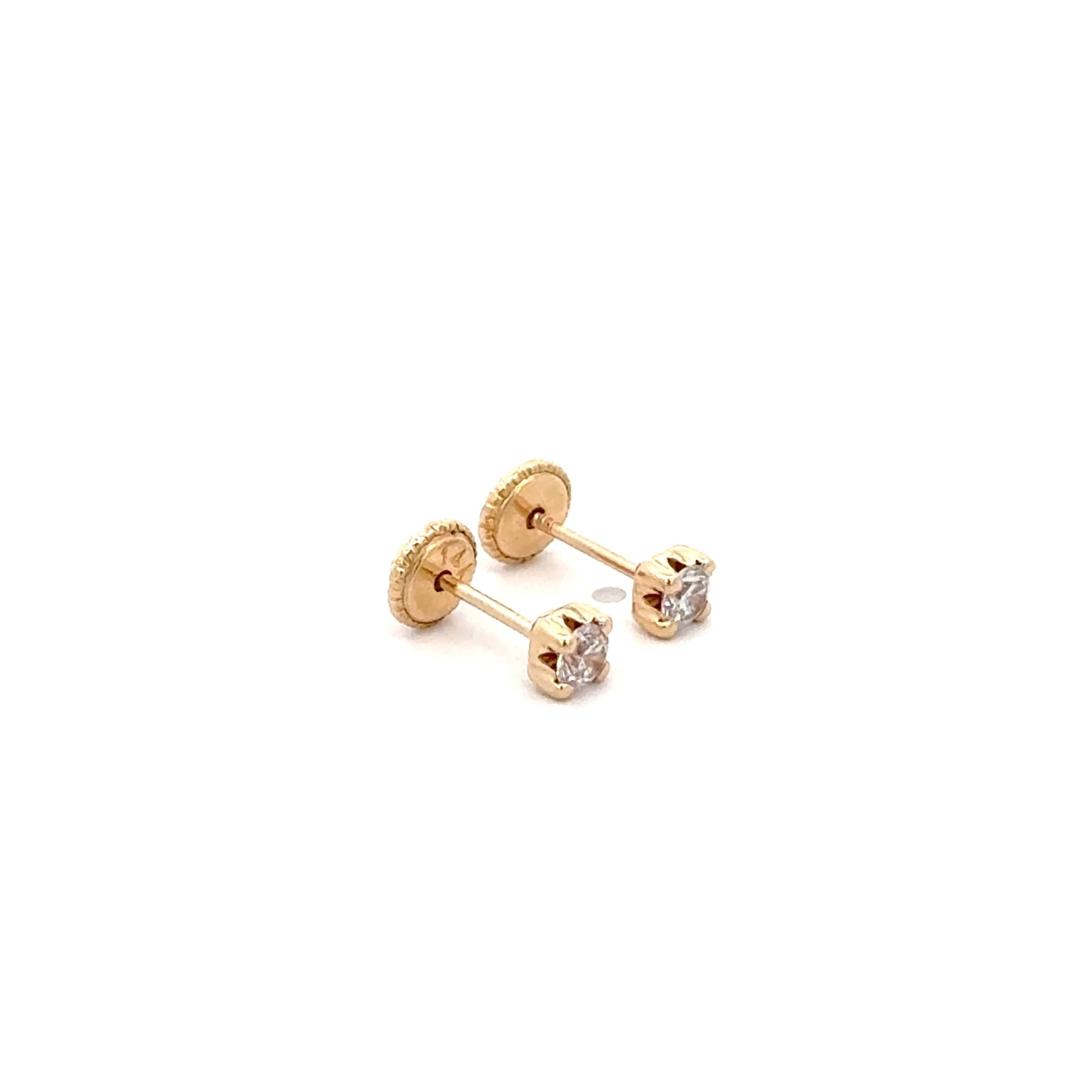 Cubic Zirconia Gold Studs 0.4g 14k