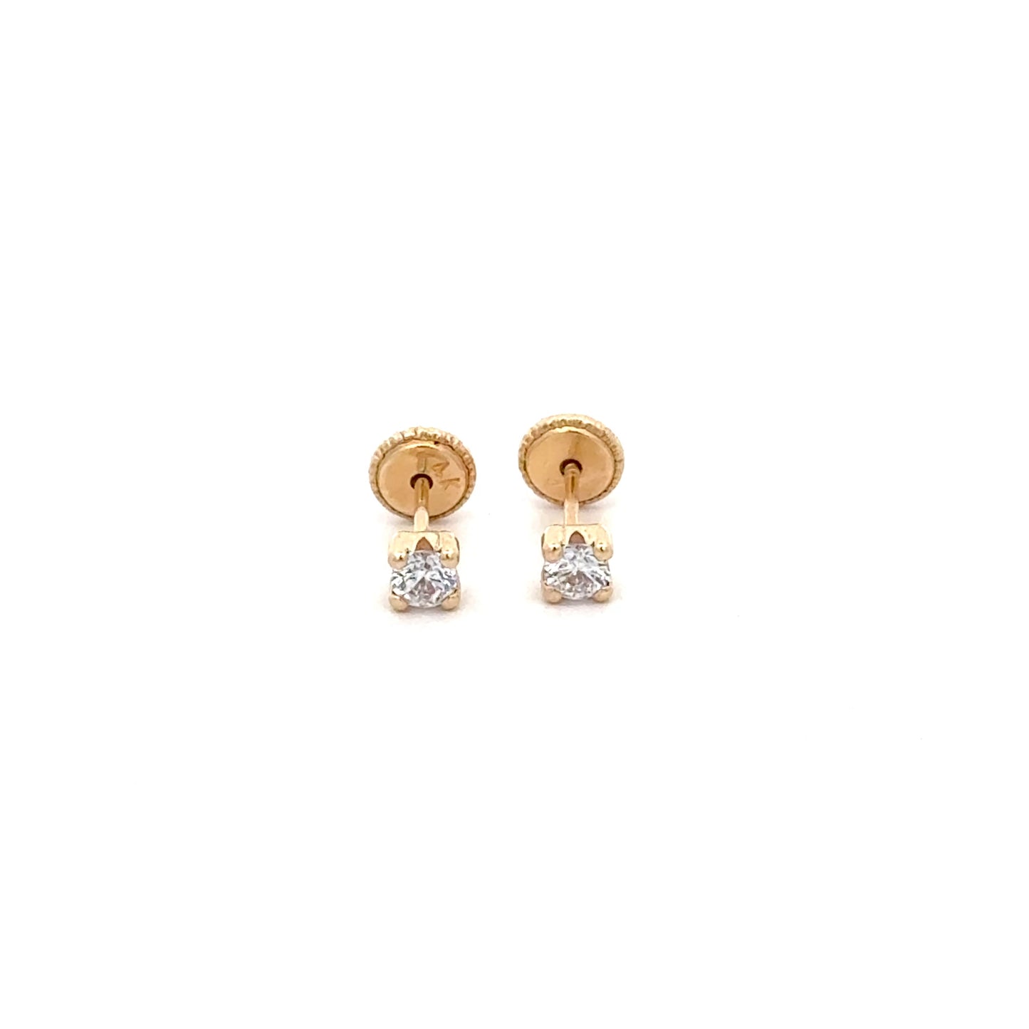 Cubic Zirconia Gold Studs 0.4g 14k