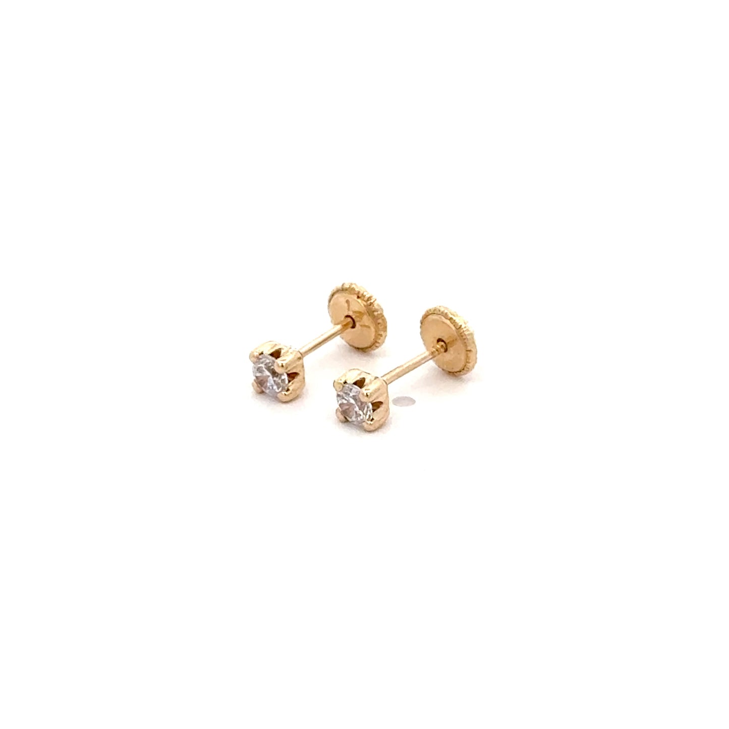 Cubic Zirconia Gold Studs 0.4g 14k