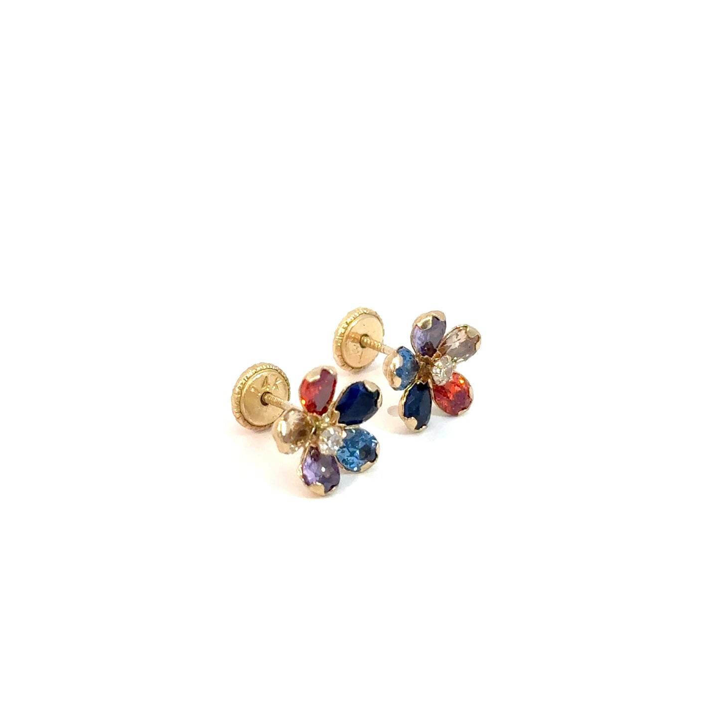 Multicolor Cubic Zirconia Stud Earrings 14K, 1.0g