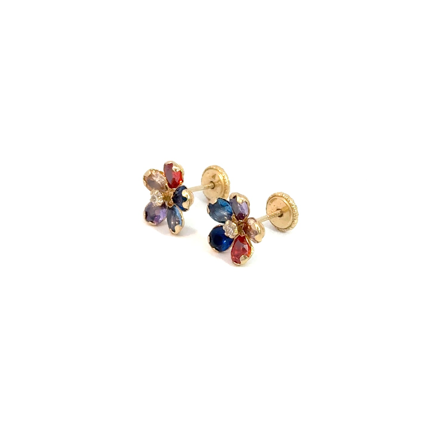 Multicolor Cubic Zirconia Stud Earrings 14K, 1.0g