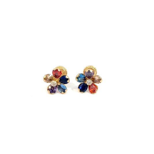 Multicolor Cubic Zirconia Stud Earrings 14K, 1.0g