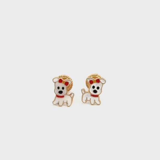 Little Dog Earrings 0.3g, 14k